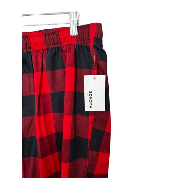 Sonoma Red & Black Plaid Cotton Pajama Pants With Drawstring For Men - Picture 7 of 8